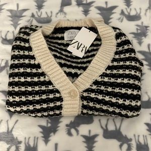 ZARA Black and White Cardigan